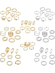 65PCS Bohemian Knuckle Rings Midi Ring Set Hollow Out Silver Gold Retro Stackable Rings Fashion Women's Knuckle Midi Rings