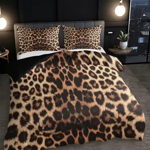 3pcs leopard print duvet cover set (1 duvet cover+2 pillowcases, without core), soft and comfortable bedding, suitable for single beds, double beds, multiple sizes to choose from, suitable for bedroom, dormitory, guest room home decoration