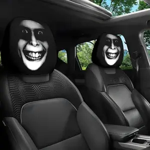 Horror-Themed Car Headrest Covers, & Face Design, Comfortable Seat Protectors, Automotive Seat Covers for Sedan, Truck, Suv, Easy Install, Durable, Car Accessories
