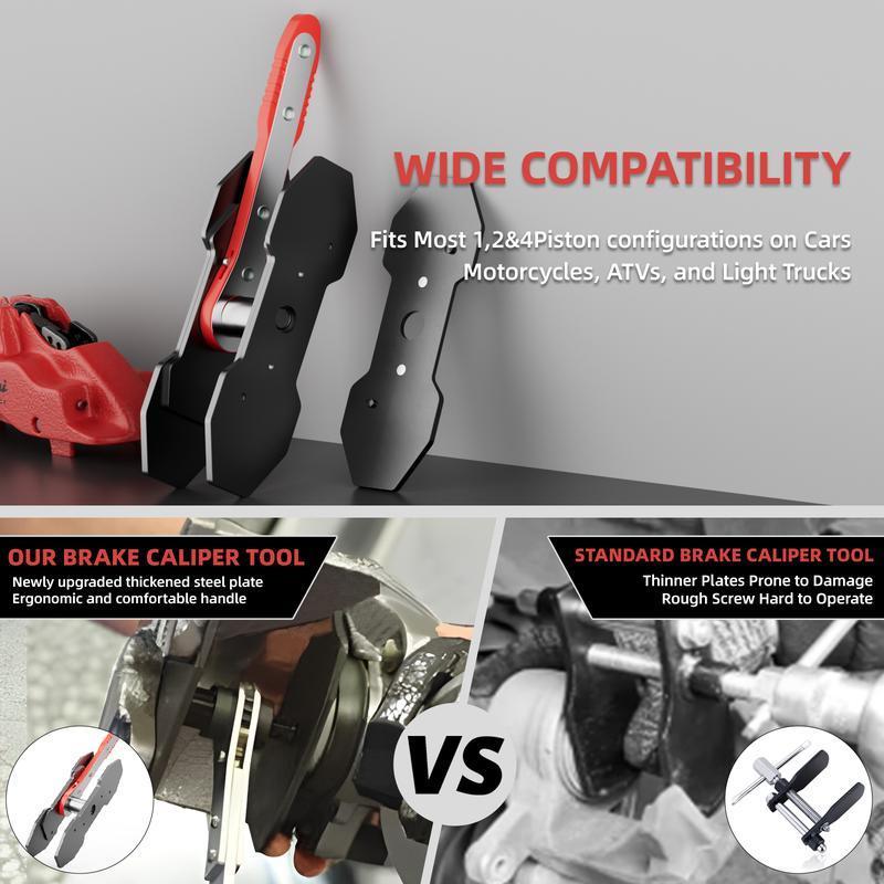 Brake Caliper Press Tool 360 Degree Swing Ratchet Expander Wrench Car Wheel Piston Spreader with Extra 2 Count Large Plates for Single Twin Quad Sextuplet Piston Disc Brake Caliper