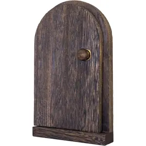 Self-Adhesive Outlet Cover, Creative Wooden Cover Conceals Wall Plates Switches Stains Wall Holes, Protects Child, 7.87 Inch Tall Elf Fairy Door for Wall (Paulownia)