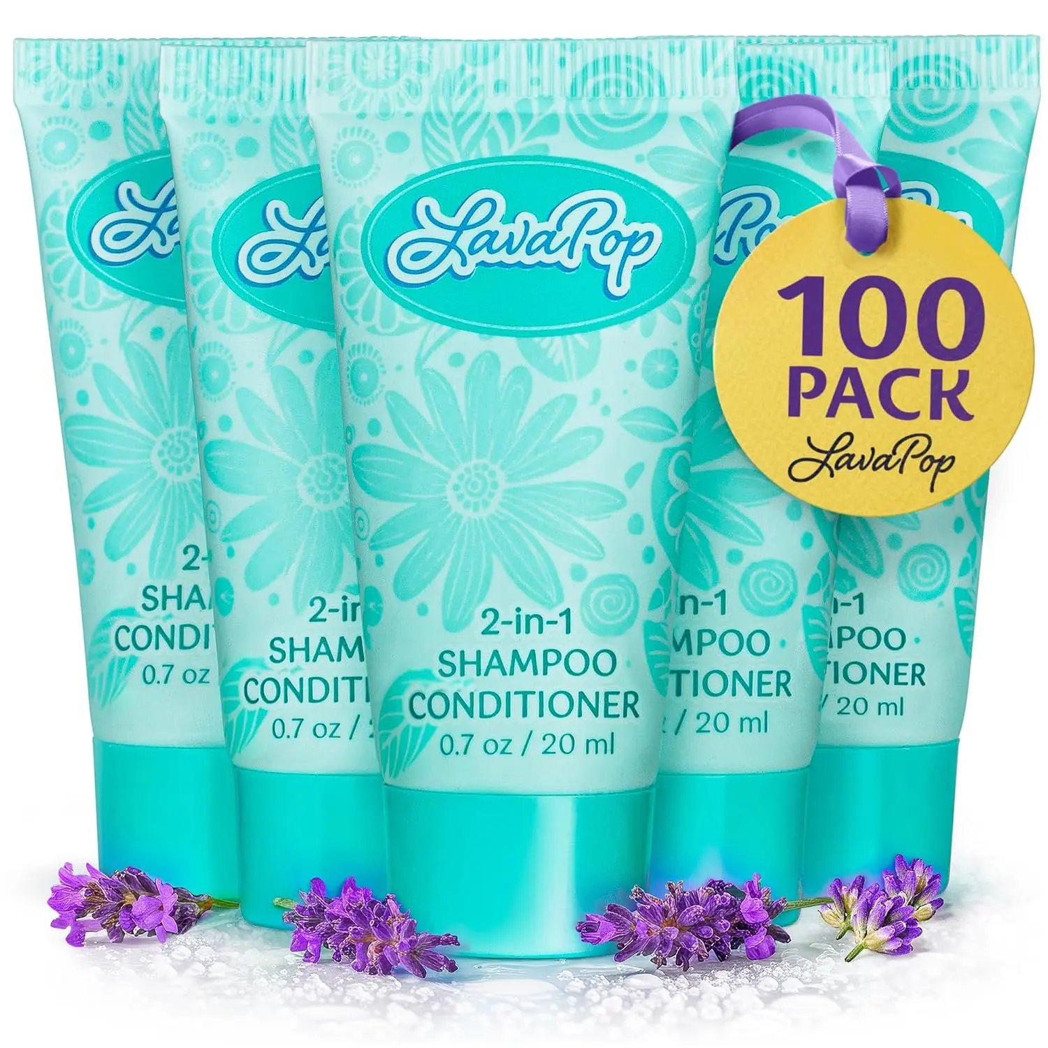 2-in-1 Shampoo and Conditioner 100 Pack, Moisturizing & Cruelty-Free Haircare with Iris, Violet & Amber Scent, 0.7 oz TSA Approved Travel Size Toiletries for Hotels & Airbnb, Cleanser