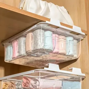 15-Layer Space-Saving Wall-Mounted Underwear and Socks Organizer - Durable Waterproof Plastic with Clear Shelf Dividers
