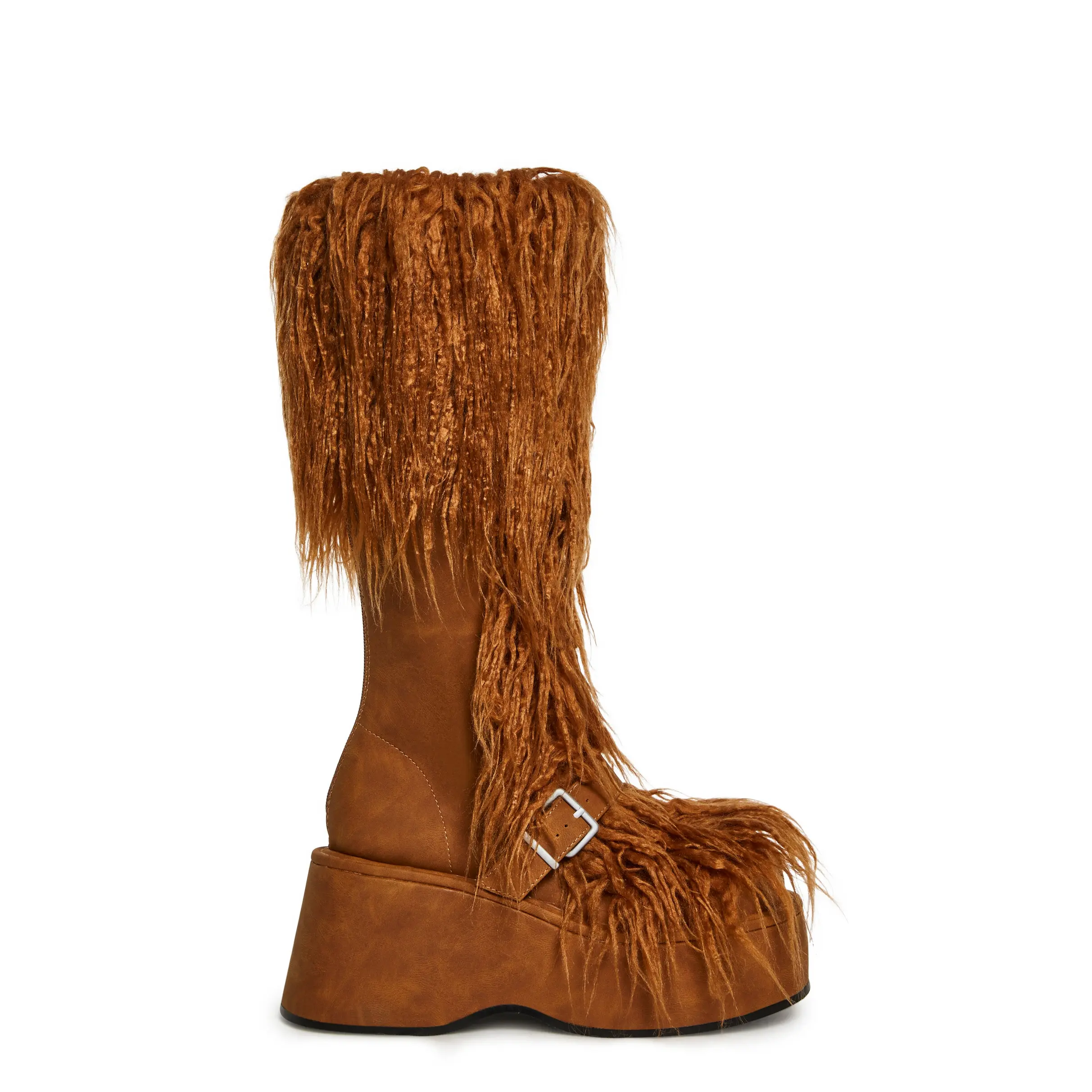 For Good Faux Fur Boots - Brown