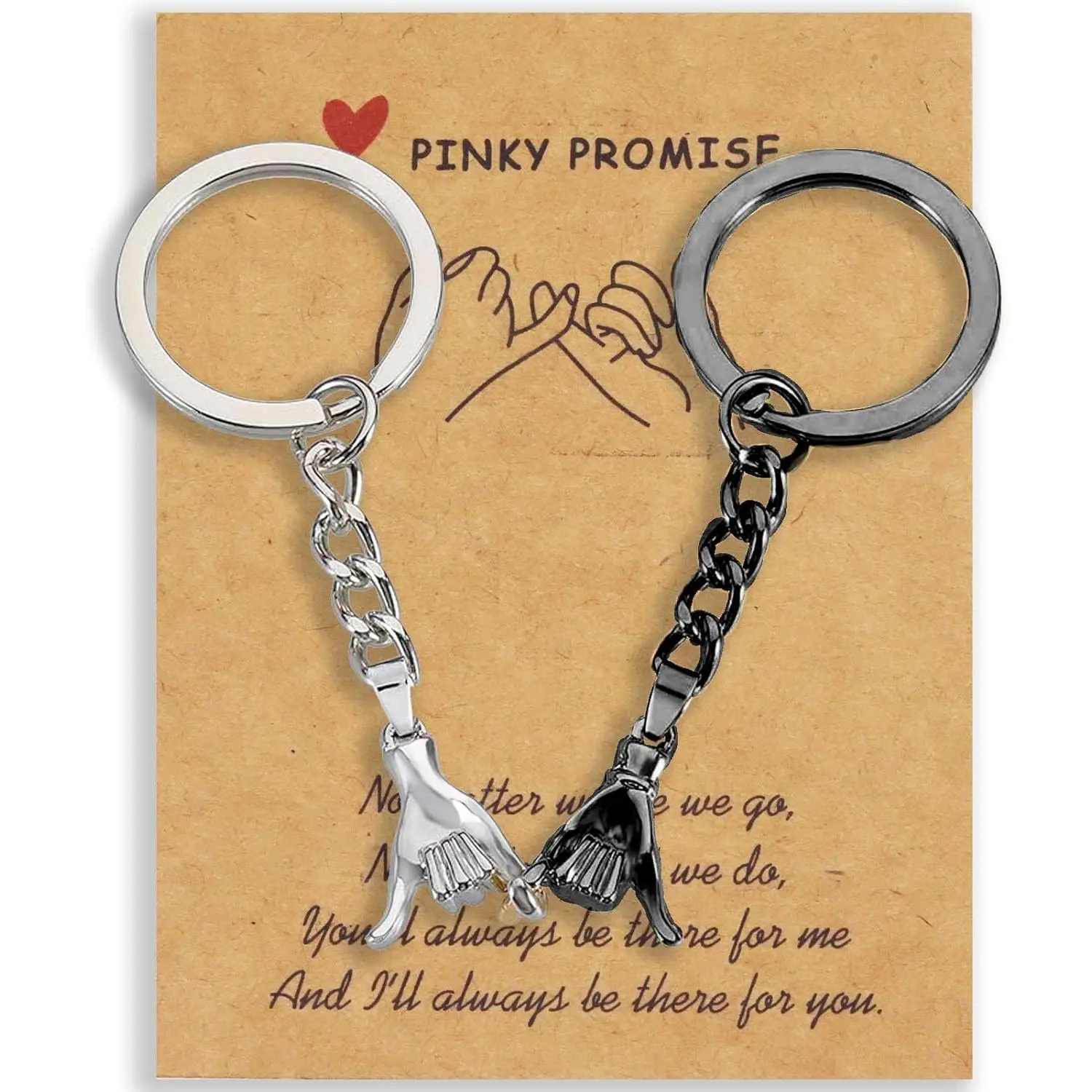2PC Pinkie Promise Matching Keychain Set - Cute Boyfriend Gifts, Love Keychain for Long-Distance Couples (Boyfriend, Girlfriend)