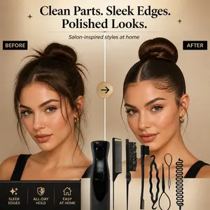 Professional Braiding and Edge Control Hair Tools Set for Curly Hair, Baby Hair, Clean Parts & Sleek Ponytails
