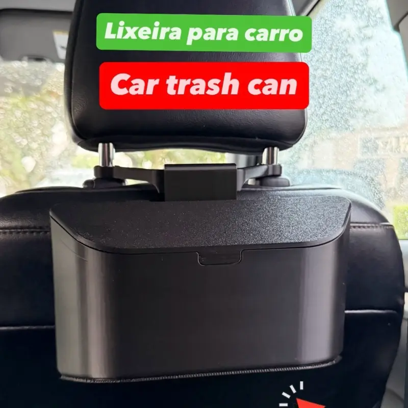 Car Trash Can - Lixeira para Carro - Black Color - Compact Design - Ideal for Vehicle Use - Easy to Install - Practical and Efficient