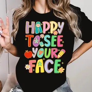 Happy To See Your Face Floral T-Shirt, Back To School Shirt, Preppy Counselor Shirt, SPED Teacher Graphic Tee, Gift For Teacher