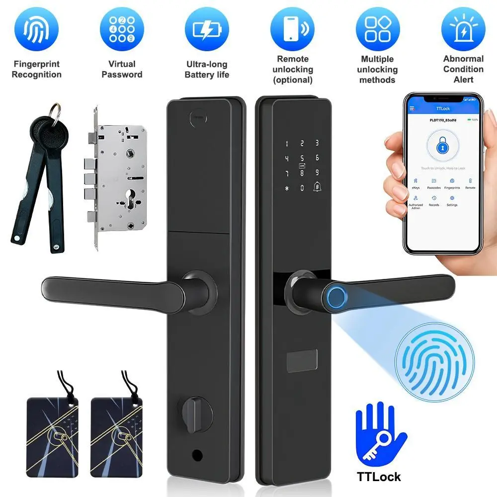 【Summerfinds】Upgraded Door Lock Biometric Fingerprint Bluetooth Password Keyless Keypad Entry Applicable door thickness 60mm