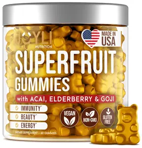 Superfruit Gummies - Sugar-Free Fruit Multivitamin Gummies - Natural Gummy Vitamins for Women & Men with Goji, Elderberry, Vitamins A, C, D & E - Supports Immunity, Digestion & Energy Dietary Supplement