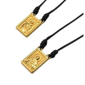 Male Scapular with Cord in 5 colors of Pendant Black, Silver, Vintage Gold, Gold, Graphite Scapular  - Men's Necklace - Male Jewelry