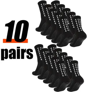 Unisex Anti-Slip Cushioned Quick-Dry Athletic Soccer Socks, Mid-Calf, 3/6/10 Pairs with Breathable Fabric & Silicone Grips for Training & Matches, Anti-Slip Sports Socks, Cushioned Sports Socks