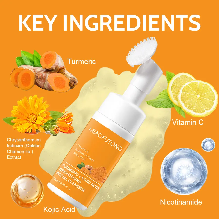 Turmeric Kojic Acid 2-in-1 Facial Cleanser Set (Foam Mousse + Soap Bar) - Purifies Pores, Boosts Skin Radiance, Mild Formula for All Skin Types, Hydrating moisture