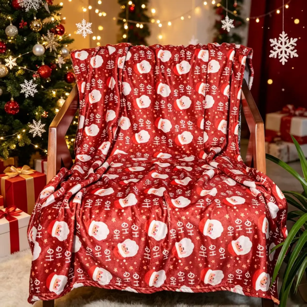 Christmas Print Throw Blankets, Ultra-Soft Fleece Fabric, All-Season Cozy Blankets for Sofa, Bed, Office, Camping, Travel, Nap, and Everyday Use – Santa, Snowflake & Reindeer Art Designs, Perfect for Gifting or Adding a Festive Touch to Any Space!