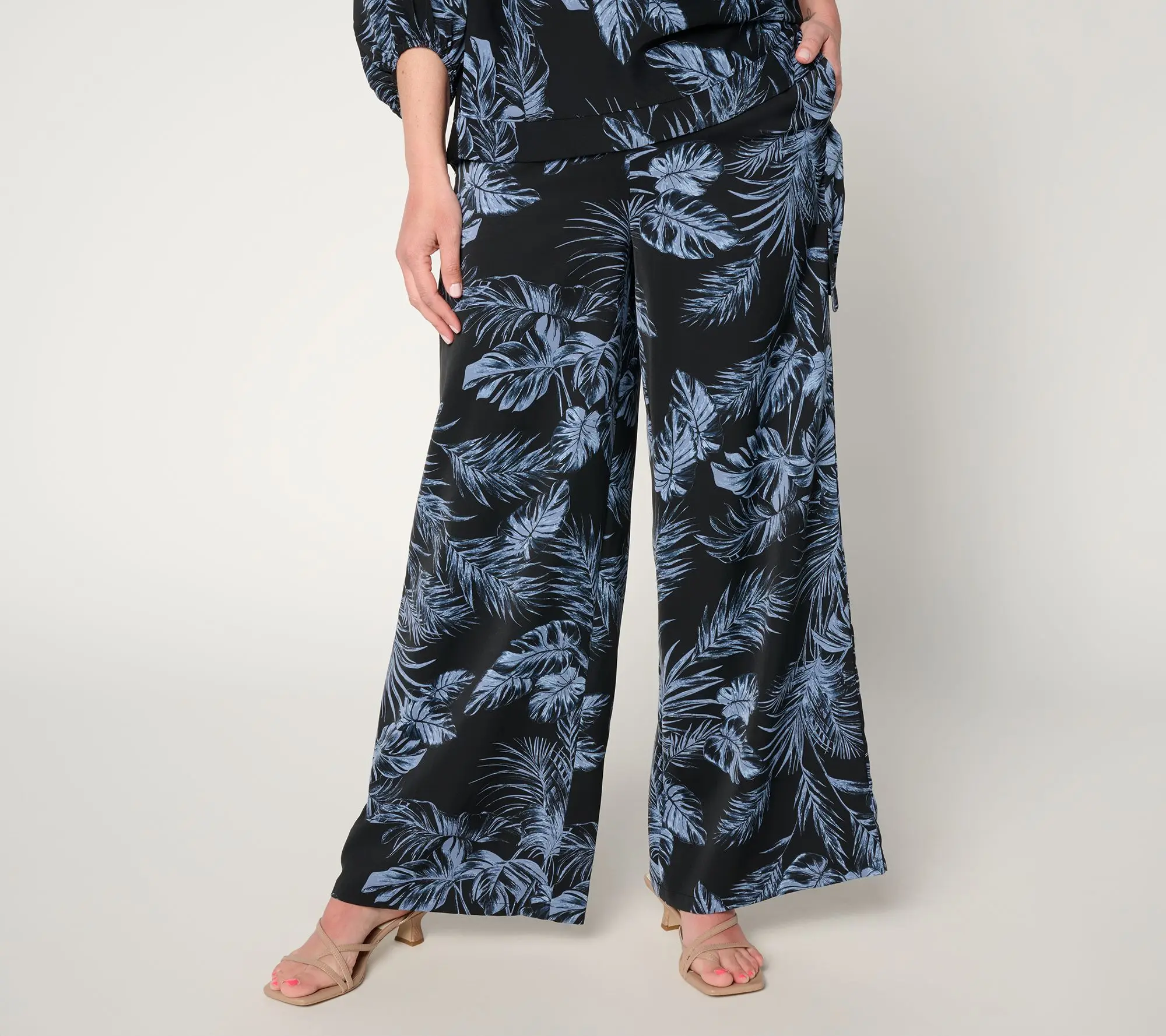 BEAUTIFUL by Lawrence Zarian Petite Printed Stretch Sateen Pull-On Pant