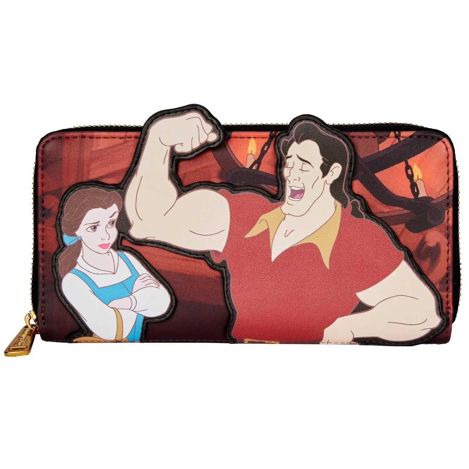 Loungefly Villains Scene Gaston Zip Around Wallet, Pu Leather Wallet, Cartoon Character Pattern Women's Wallets
