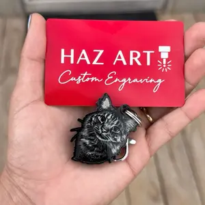 Personalized Pet Memorial Keychain - Laser-Engraved Black Acrylic Keychain Perfect For Memories