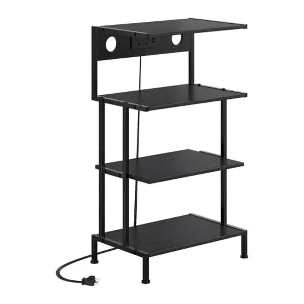 GAOMON 4-Tier Gaming Console Stand with 3 AC Outlets and 2 USB Ports Gaming Shelf & Record Player Stand with Heavy-Duty Iron Frame, 200+ lbs, Fits PS5 Xbo Series X/S Nintendo Switch, Black