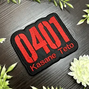 Kasane Teto UTAU SynthV Vocaloid “0401” Iron-On Embroidery Patch for Cosplay, Jackets, Hats, Itabags, Clothing