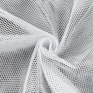 63x59 Inch Polyester White Mesh Fabric, Slightly Stretchable Open Weave Cuttable Netting for Sewing Projects, Shopping Bags