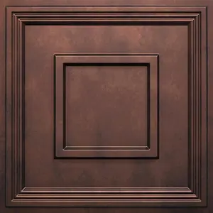 Glue Up Ceiling Tiles, 24x24 Inch PVC Decorative Drop Ceiling Tile Antique Copper 48 Sq. Ft, Pack of 12 Tiles