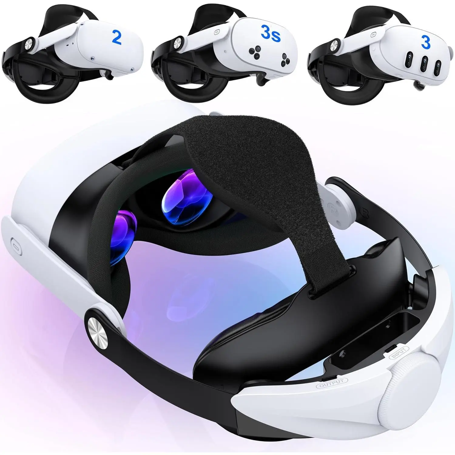 BEBONCOOL Head Strap for Meta Quest 3S/Quest 3/Quest 2, Adjustable Elite Strap Accessory Replacement for Enhanced Comfort Support for VR Headsets with Top & Back of Head Soft Cushions Smart Glass Eyewear