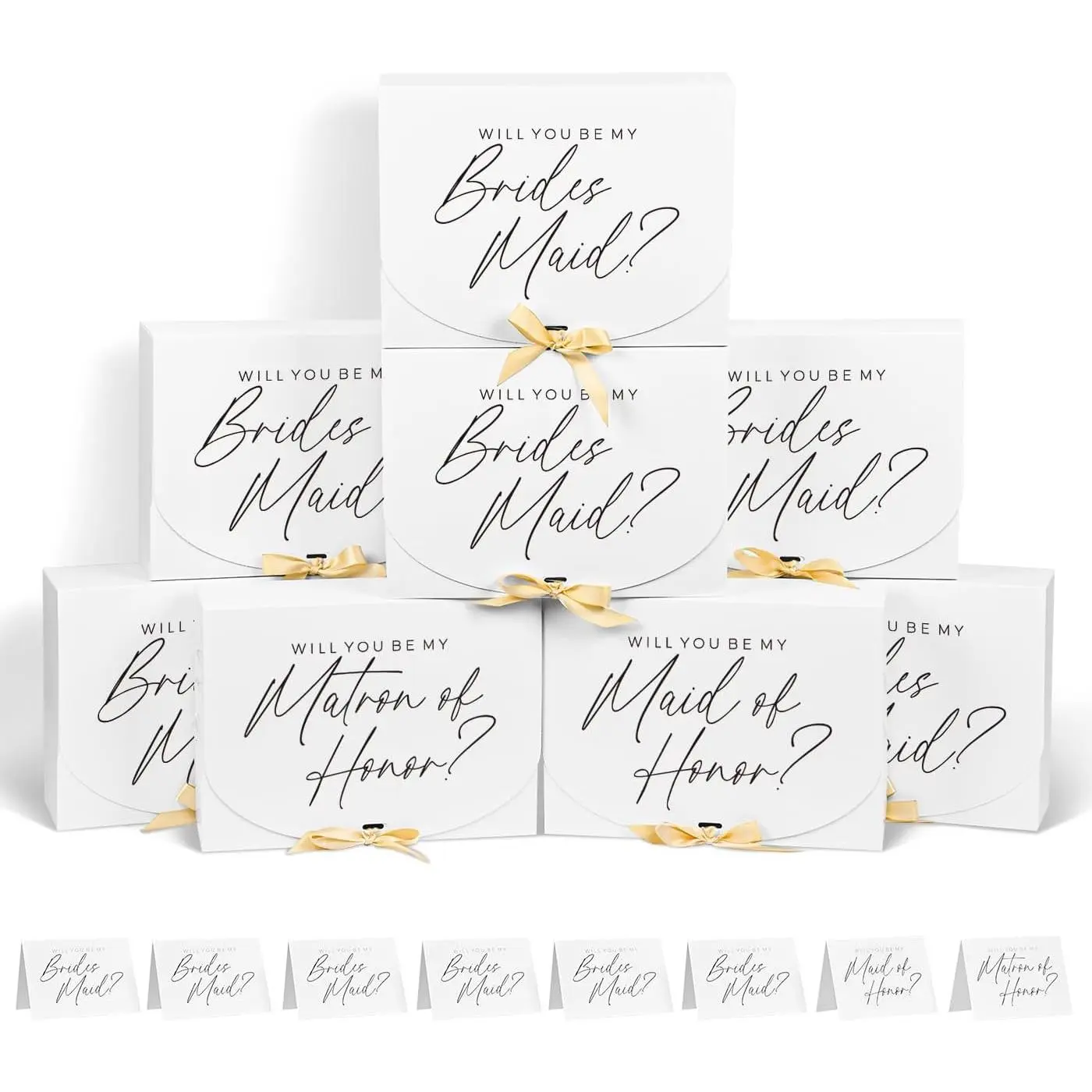 8Pack Bridesmaid Proposal Box with 8Pack Bridesmaid Cards, Matron of  Proposal  Box, Maid of  Box, Will You be My Bridesmaid Box for Bridesmaids Gifts (White)