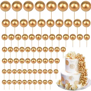 108 Pcs Balls Cake Topper DIY Cupcake Insert Foam Balloons for Cake Baking Wedding Anniversary Birthday Decoration