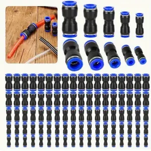 100 Pcs Air Hose Fittings Set,Air Line Fittings Straight Push to Link 4/6/8/10/12 mm Quick Release Pneumatic Connectors,Plastic Straight Tube Connector Push to Connect Fittings for Tube,Halloween Christmas Gifts,Tools & Hardware