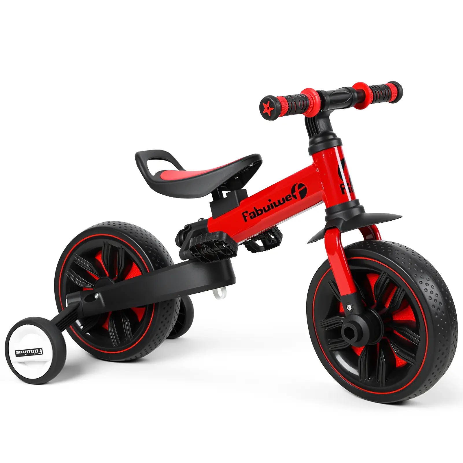 Adjustable Metal Frame Toddler Balance Bike for 2-5 Years Old Boys/Girls, 6-in-1 Folding Push Bike with Push Handle, Training Wheels, Pedals, Brakes, Kickstand, Shock-Absorbing Tires for Smooth Bumps & Riding Fun, Steel