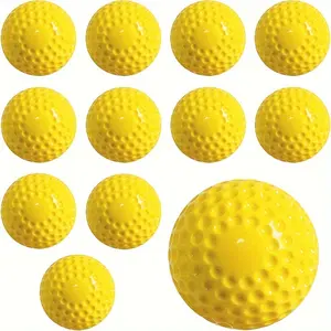 12-Pack of Premium Yellow Dimpled Softballs - Enhance Hand-Eye Coordination, Master Hitting and Fielding Skills with These High-Quality, Durable 12-Inch Pitching Machine Softballs for Adult Players