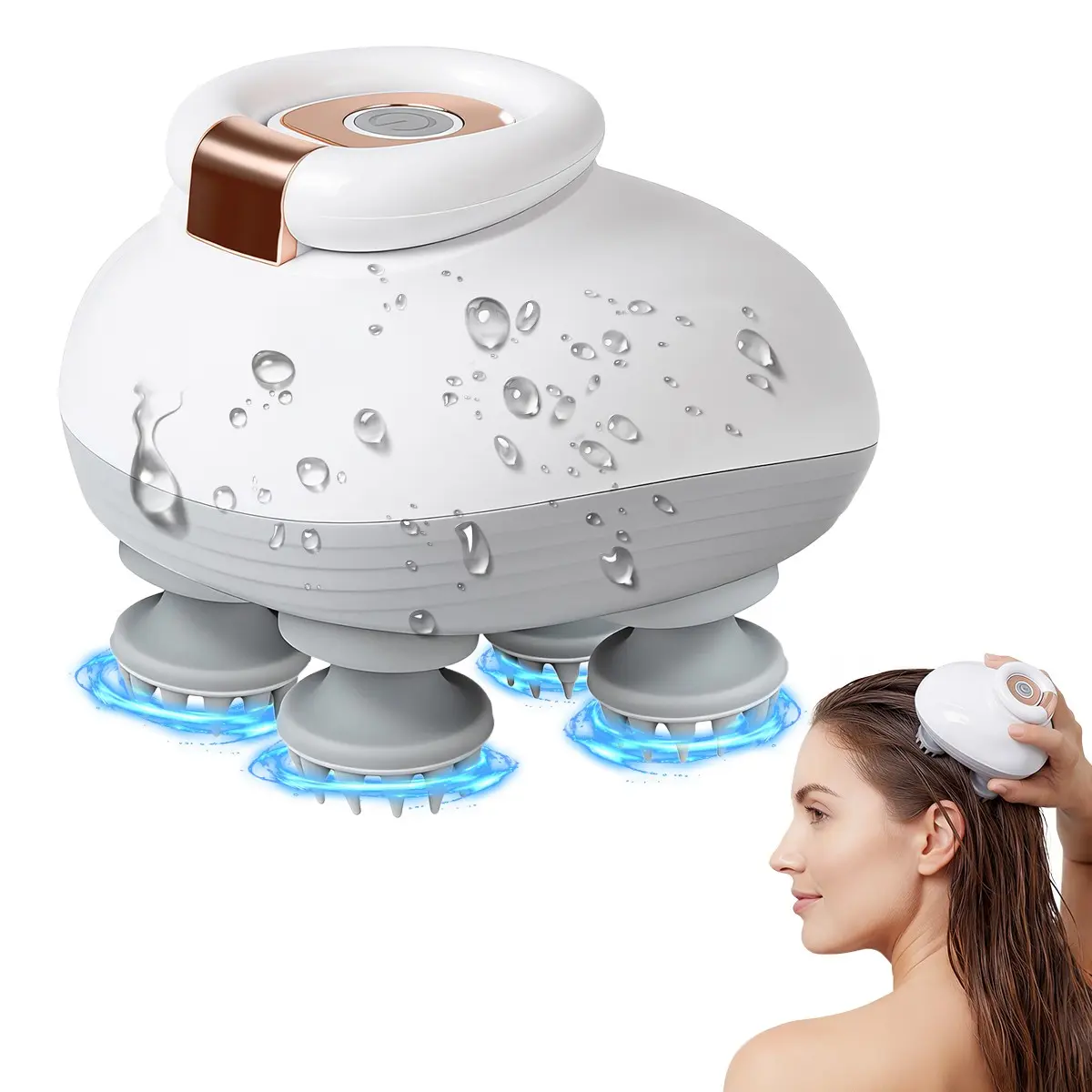 1PC Electric Scalp Massager, Cordless Waterproof Head Massager with Kneading Nodes, Handheld Hair Shampoo Brush for Deep Cleaning & Relaxation, Rechargeable Scalp Massagers, Head Spa Equipment, Gift for Men Women