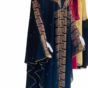 Dubai Crystal Abaya -olive green Color with Detailed Trim and Fringe Design