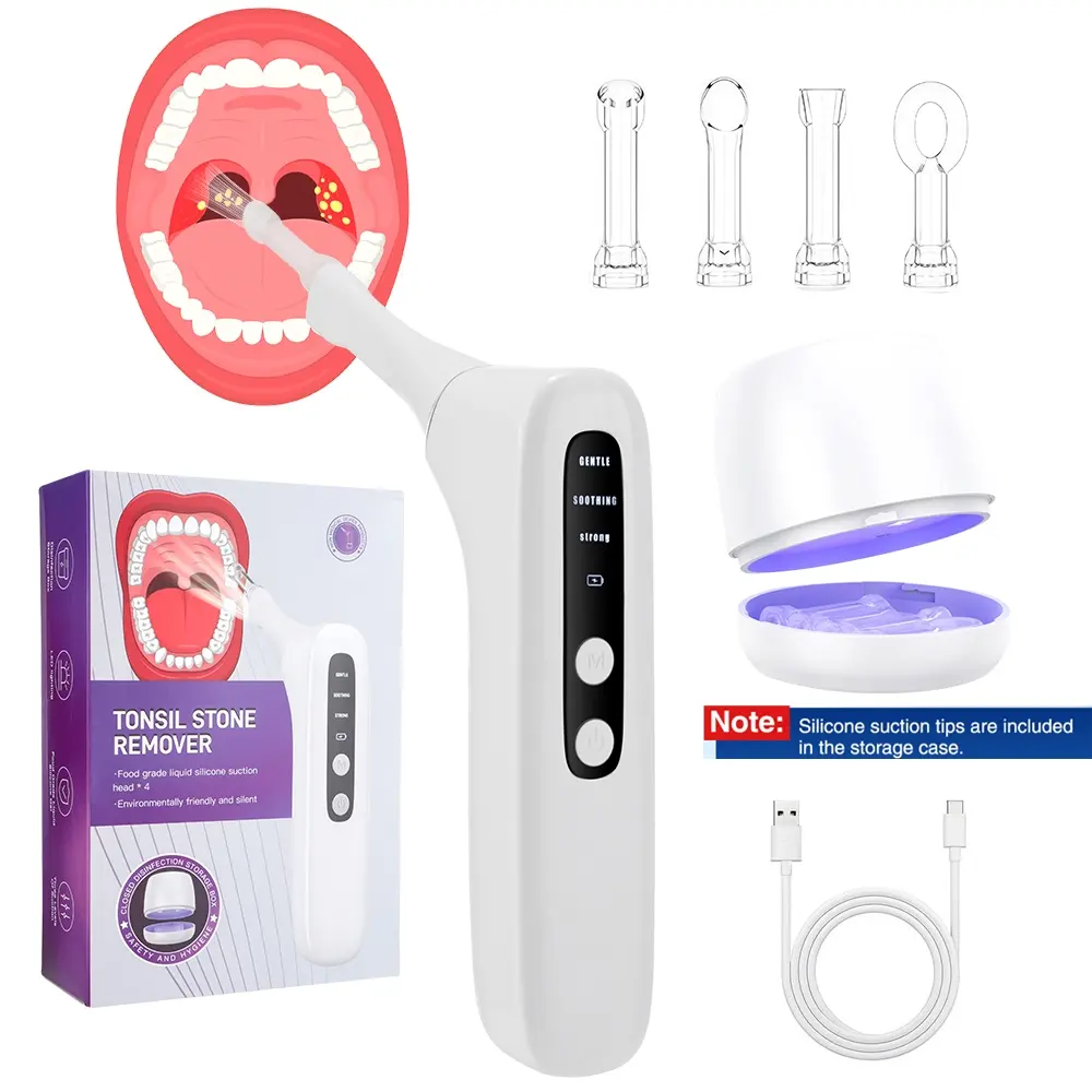 Electric Vacuum Tonsil Stone Removal Throat Stone Remover Suction, Adjustable 3 Modes Oral Cleaner, Oral Care Tool, Silicone