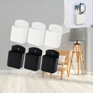 6 Pack Wall Mount Storage Box, Self Adhesive Remote Control Holder, for TV and Air Conditioner Remote Controls, Pen Holder Organizers and Accessories for Home Office School