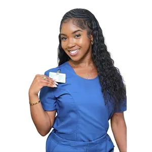 Lexie Blue Scrub Top - Women's Lightweight Breathable Performance Fabric with V-Neckline & Pockets - Regular Fit for Professional Workwear