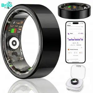 BRILO T12 Titanium Waterproof Modern Smart Wellness Ring with Charging Case, Wearable Fitness Tracker, Health Tracker, Step Counter, Fitness Metrics, Sleep Insights, Free App for Women, Android Compatible Wearable Tech Gadget