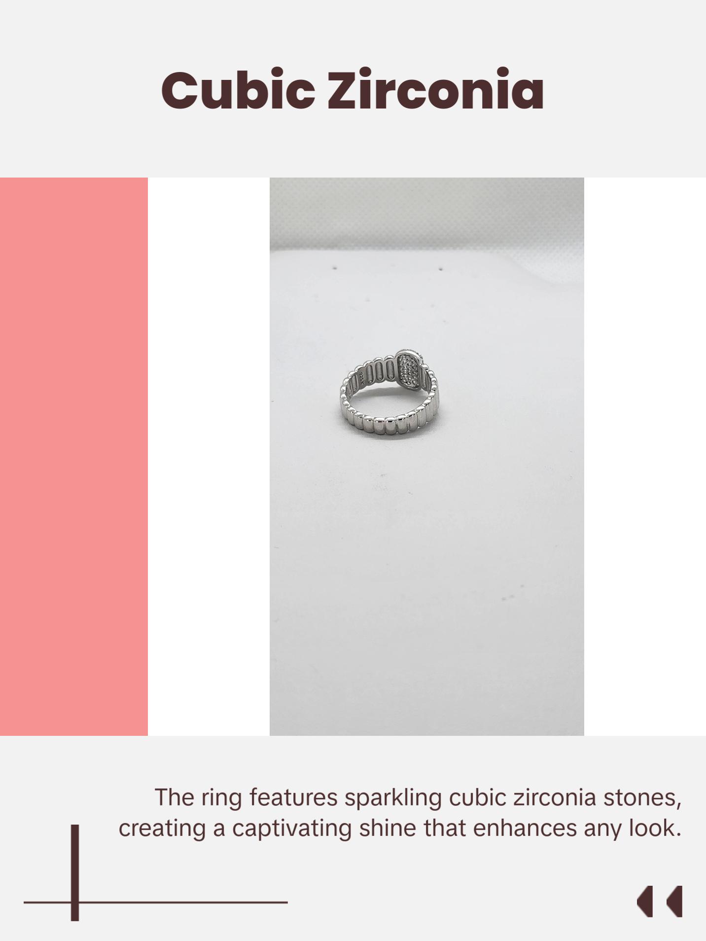 Brand New Sterling Silver 925 Rectangle Cz Ring