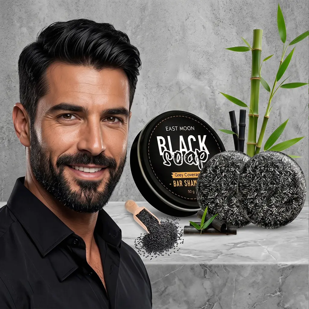 Hair Darkening Shampoo Bar with Bamboo Charcoal & Black Sesame for Grey Coverage | Gentle Moisturizing Daily Cleanser for All Hair Types | 2 x 100g Pack for Men & Women, Hair Care Products, Cleansing