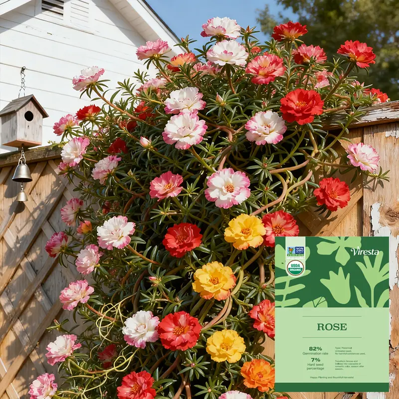 Moss Rose Flower Garden Seeds, Bulk Non-GMO Mixed Colors with Large Blooms, Pollinator Garden Attractors, Easy-to-Grow Grow-at-Home Flowers for Outdoor Planting