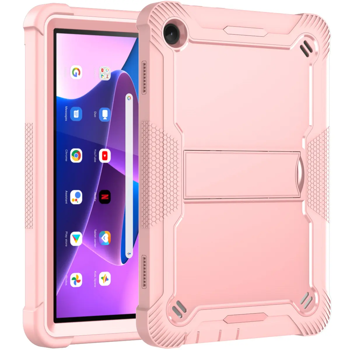 T-Mobile Revvl Tab 2 10.1in 2025 5G Android Tablet Cover - Kids Shockproof Silicone Shell with Honeycomb Design, Kickstand, Protective Screen Protector, Camera Guard, Retractable Portable Accessory, Impact Resistance for Students