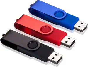 16GB USB Flash Drives, USB Stick, Thumb Drive Rotated Design, Memory Stick with LED Light for External Storage and Backup Data, Jump Drive, 3 Pack 16GB (3 Colors: Black Red Blue)