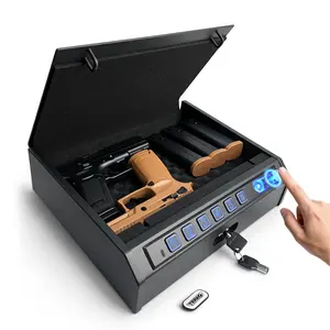 【Buy Any 2, Save 10%】TRRKO Biometric Gun Safe for Handgun – Quick Access Fingerprint Lock Box for 2 Pistols, Silent Mode, LED Light, Nightstand & Car Safe