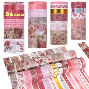 24 Rolls Vintage Washi Tape Set, Floral Decorative Tape for Scrapbooking Supplies, Junk Journal, DIY Art Crafts, Planners and Gift Wrapping (Romantic Eternal Series)