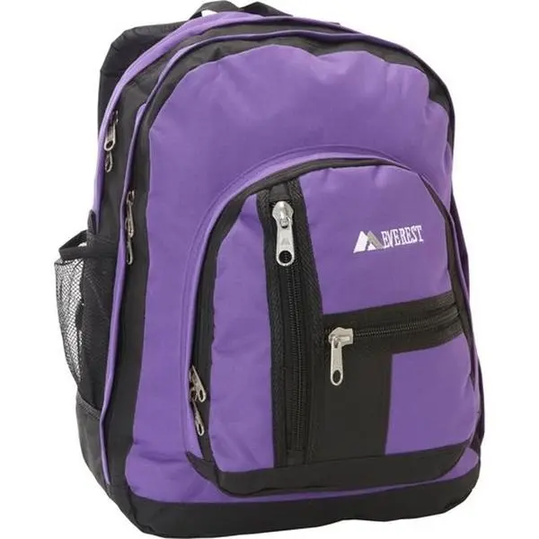 Everest Basic Business Cargo Backpack for Adults, Unisex, 18H x 14L x 6.5W, Full-Size, Multi-Compartment with Built-in Organizer, Side Pocket, Dark Purple-Black, Height: 18, Length: 14