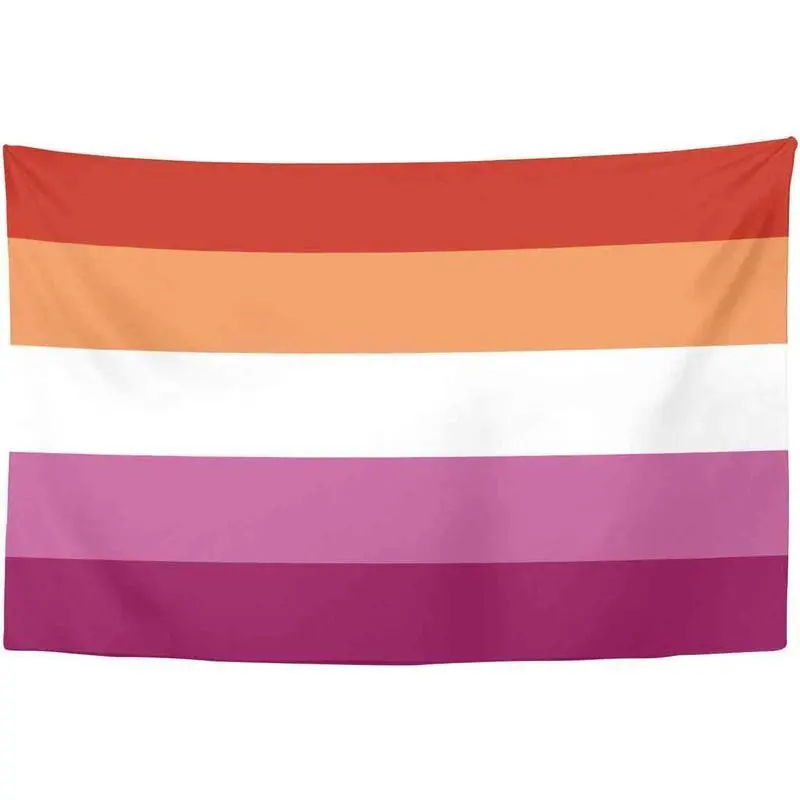 Lesbian Pride Flag Print Polyester Synthetic Tapestry - Lightweight Unisex Home Decor Wall Hanging, Bedroom Accessory, Machine Safe (60x40 in), Outdoors