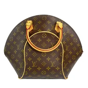 Pre-owned Louis Vuitton Leather Top Handle Bags Elipse Monogram Canvas Top Handle Bag Brown with Gold Hardware and Monogram Pattern