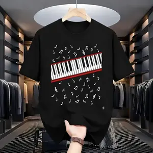 MJ "Music Notes Piano" Graphic Tee, Oversized Heavyweight Cotton Tee, Keyboard Design Shirt, Music Lover