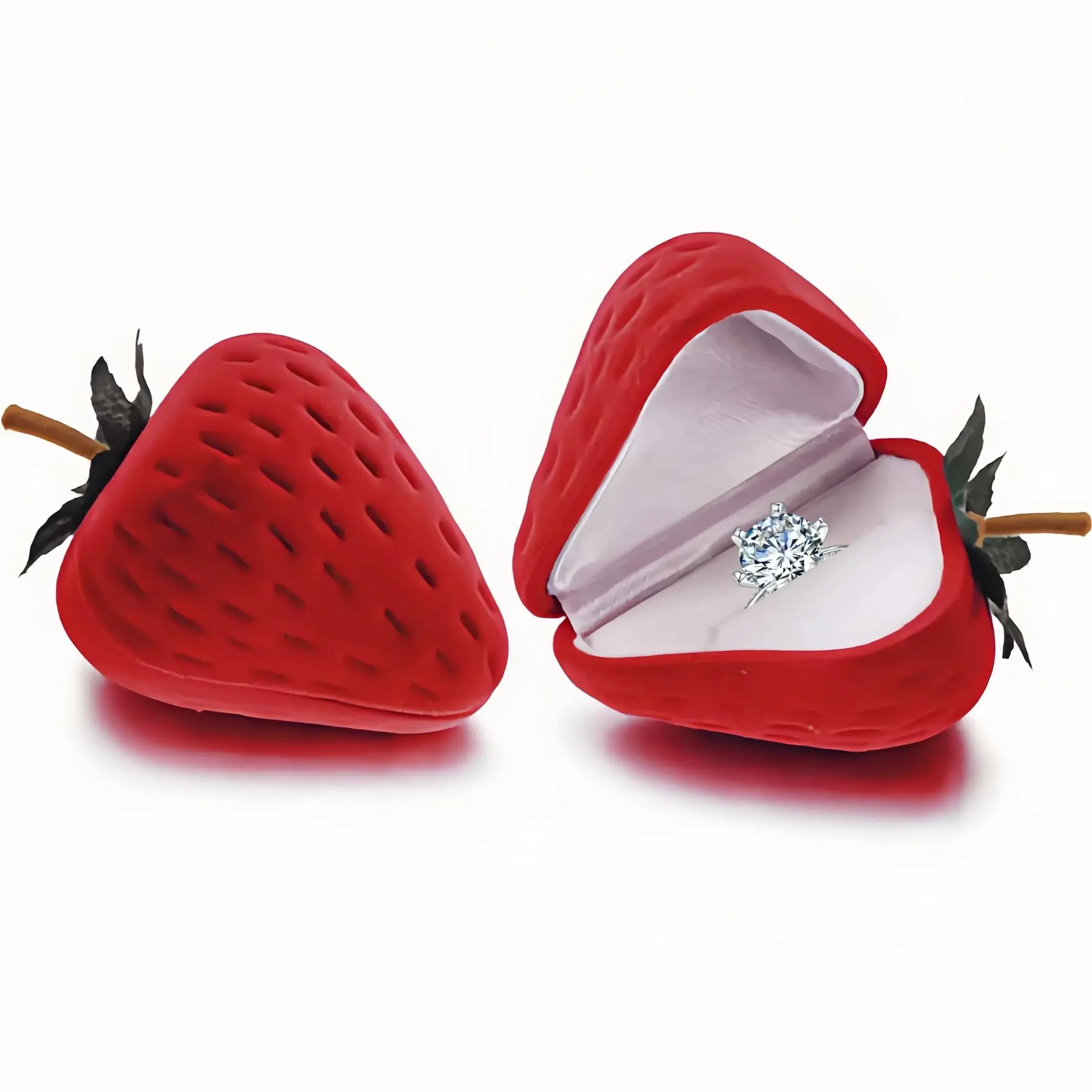 Strawberry Shaped Ring Case, Creative Cartoon Style, Compact Cute Organizer, Ring Holder, Proposal & Jewelry Storage, Perfect Gift Idea
