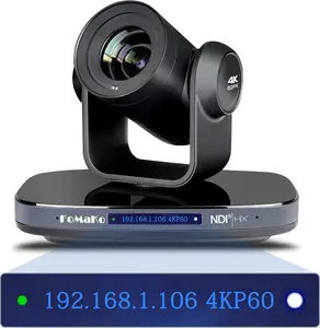 FoMaKo 60FPS 4K NDI PTZ Camera, 20X Optical Zoom, 4KP60 AI Auto-Tracking, 1/1.8 UHD CMOS 8.42MP USB3.0 3G-SDI HDMI, for Church Worship Education Conference Events, (NDI License Included) (K820N Black)